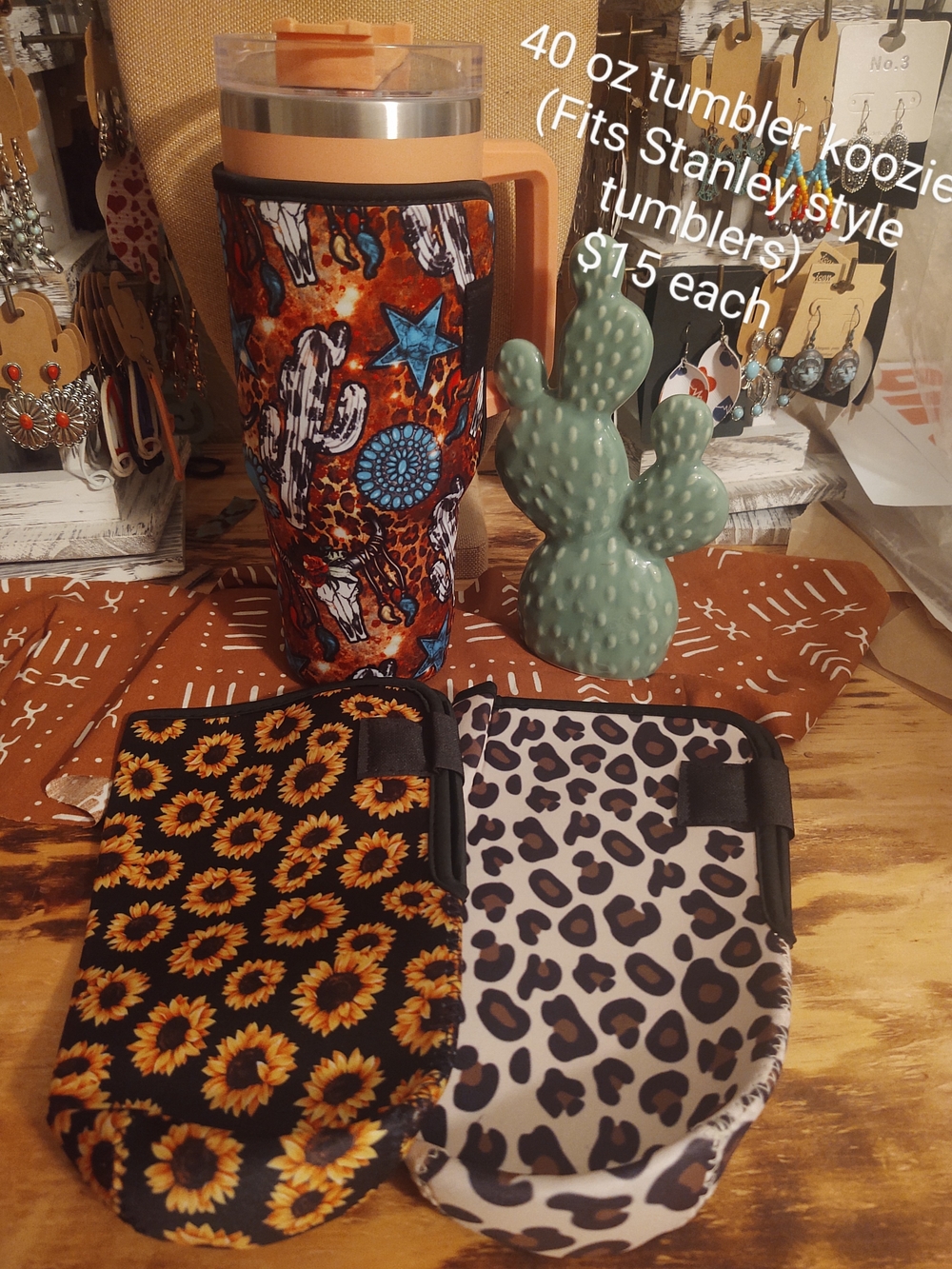 Sunflower & Leopard 40 oz Tumbler Koozies by